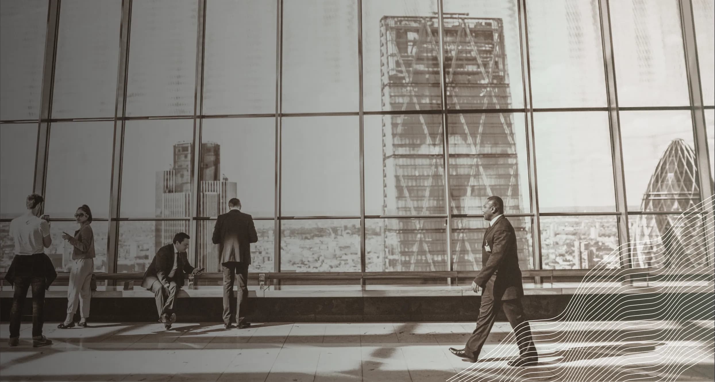 Risk management professionals collaborating in a modern office